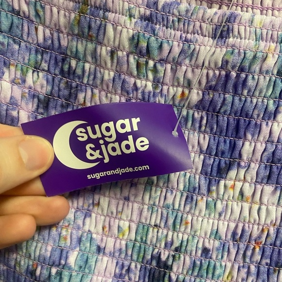 NWT Sugar & Jade Purple Print Smocked Dress Tween Girl Size XXL - Picture 4 of 6